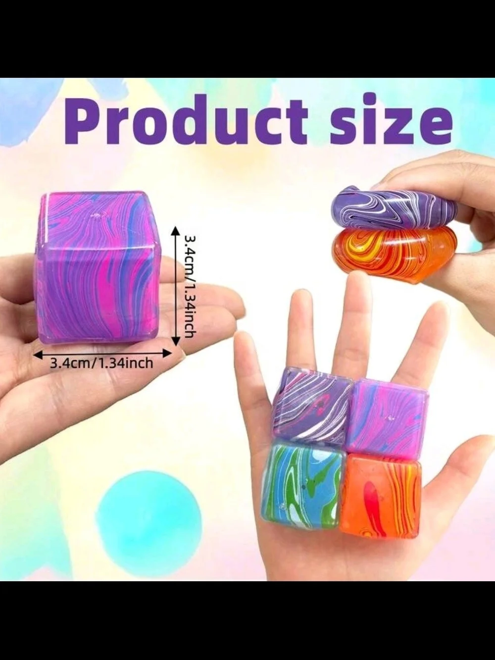 PRICE DROP 👇🏼 Squishy Sensory Marble Swirl Toy Cube - Multicolor